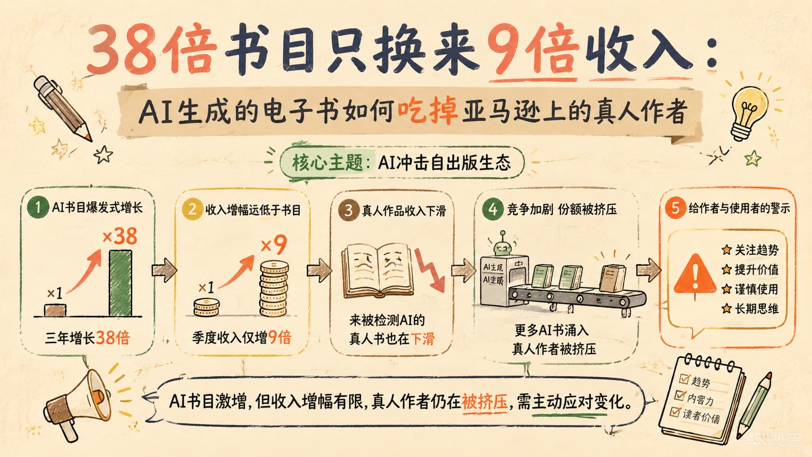 38倍书目只换来9倍收入：AI生成的电子书如何吃掉亚马逊上的真人作者