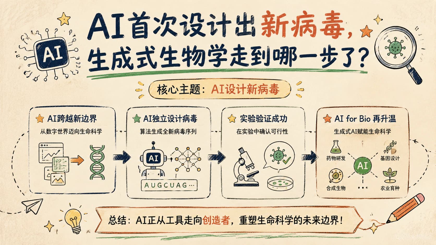 AI首次设计出新病毒，生成式生物学走到哪一步了？