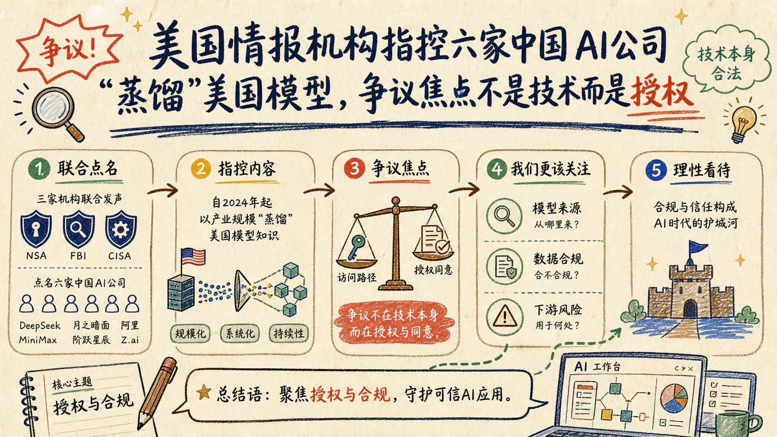 美国情报机构指控六家中国 AI 公司“蒸馏”美国模型，争议焦点不是技术而是授权