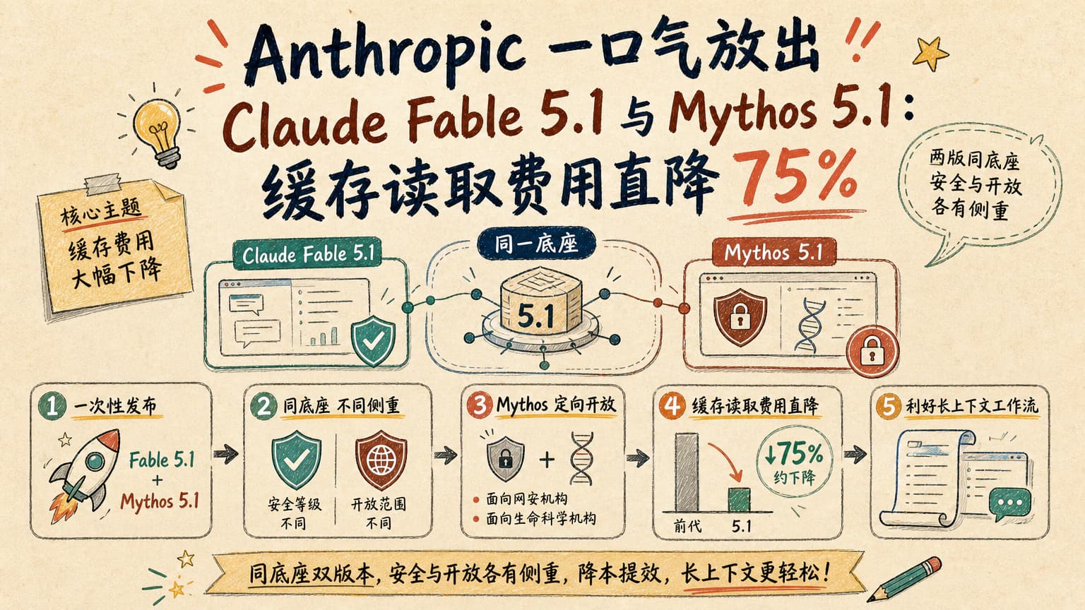 Anthropic 一口气放出 Claude Fable 5.1 与 Mythos 5.1：缓存读取费用直降 75%