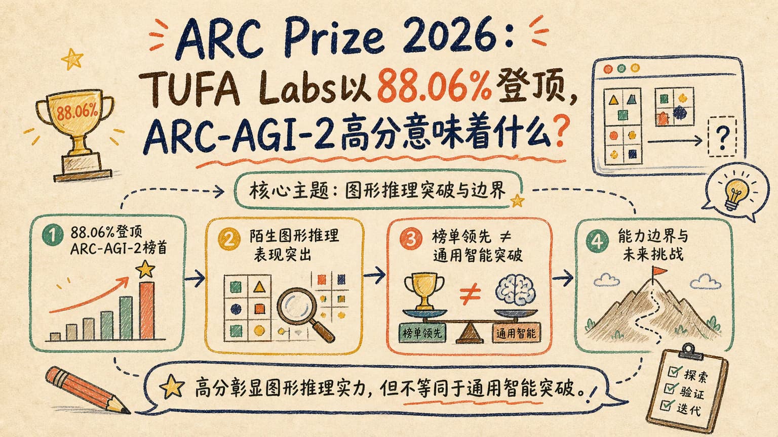 ARC Prize 2026：TUFA Labs以88.06%登顶，ARC-AGI-2高分意味着什么？