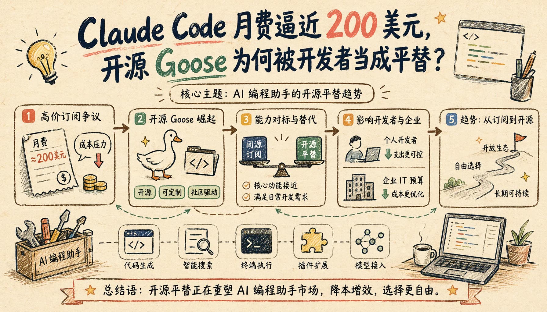 Claude Code 月费逼近 200 美元，开源 Goose 为何被开发者当成平替？