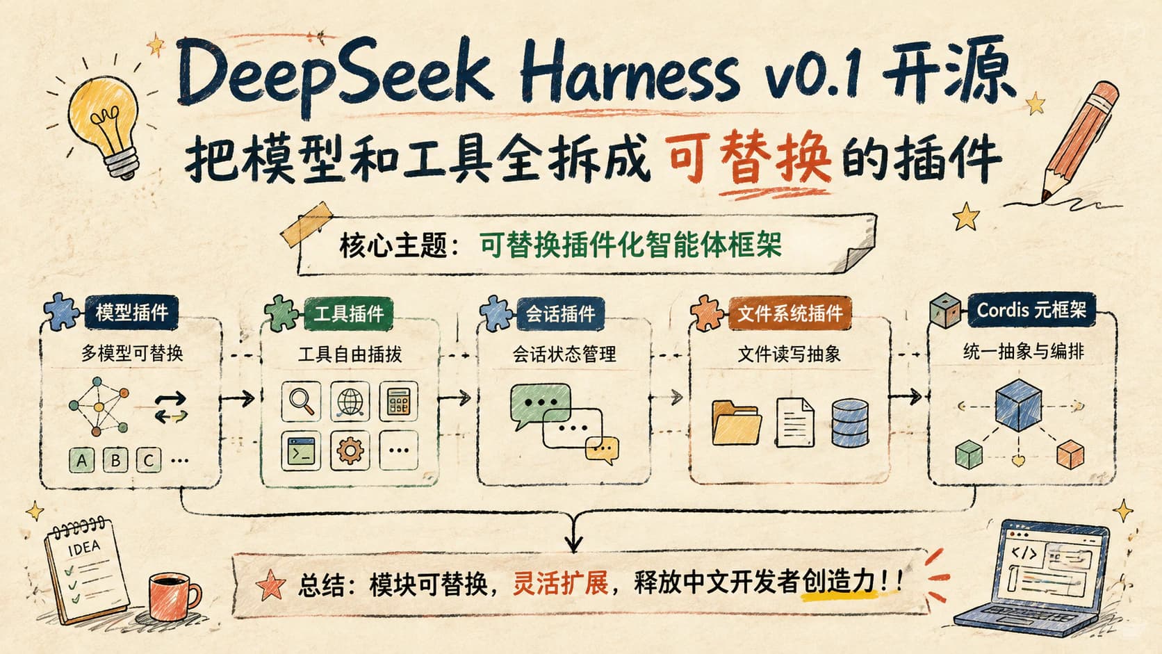 DeepSeek Harness v0.1 开源：把模型和工具全拆成可替换的插件
