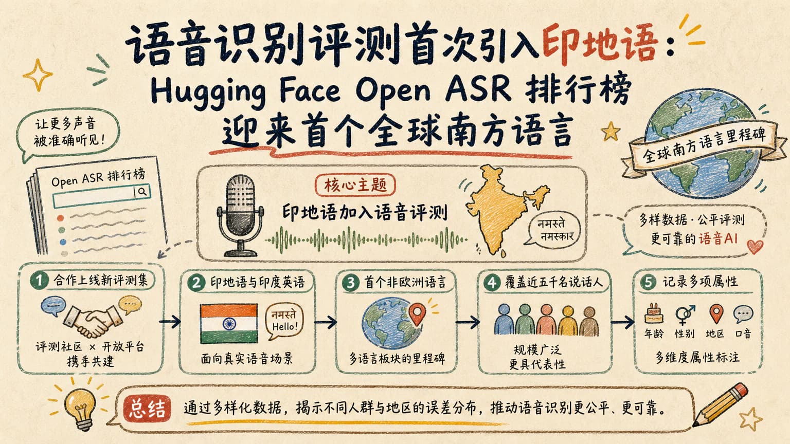 语音识别评测首次引入印地语：Hugging Face Open ASR 排行榜迎来首个全球南方语言