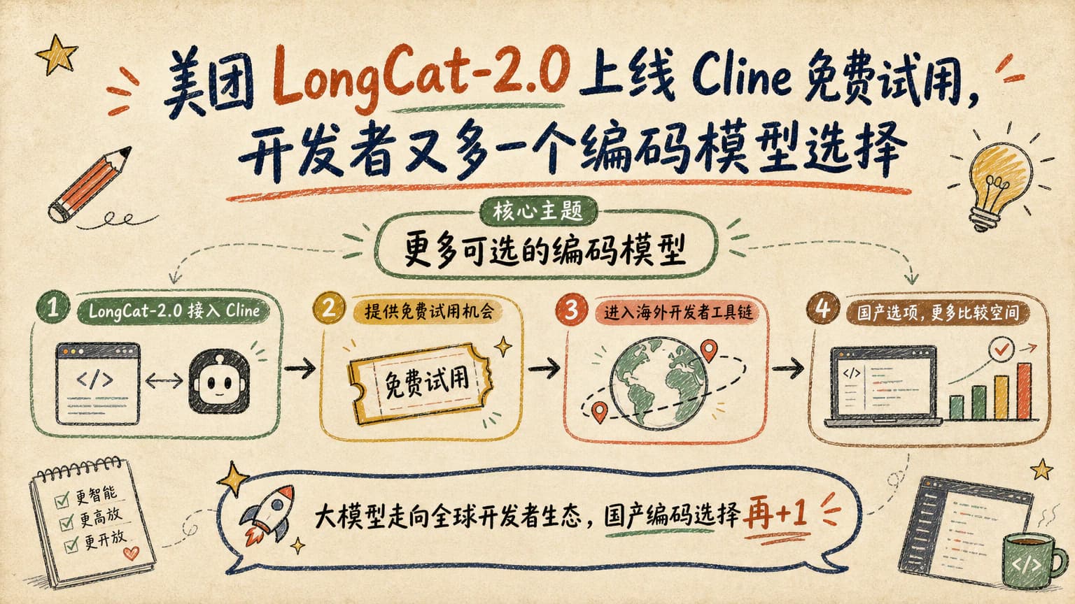 美团 LongCat-2.0 上线 Cline 免费试用，开发者又多一个编码模型选择