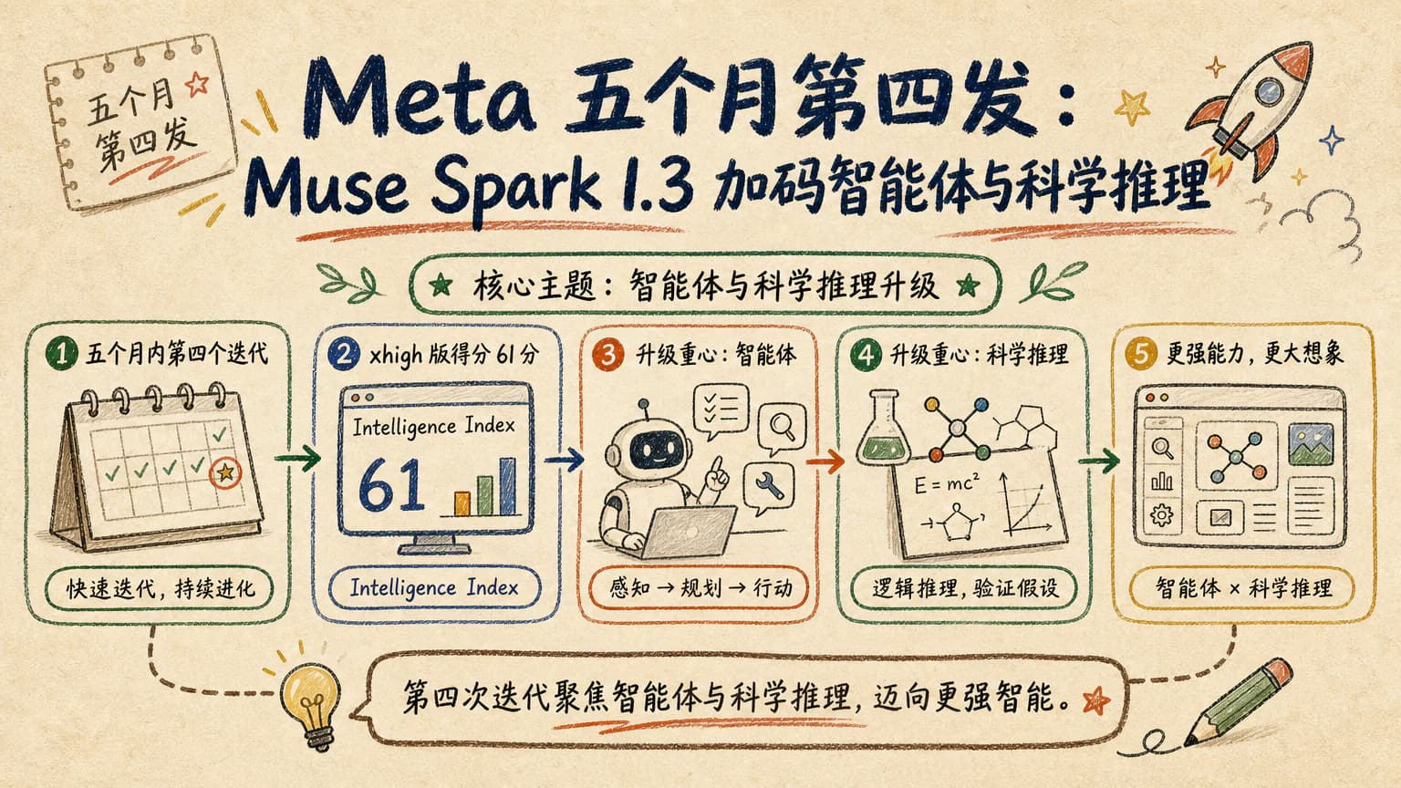 Meta 五个月第四发：Muse Spark 1.3 加码智能体与科学推理