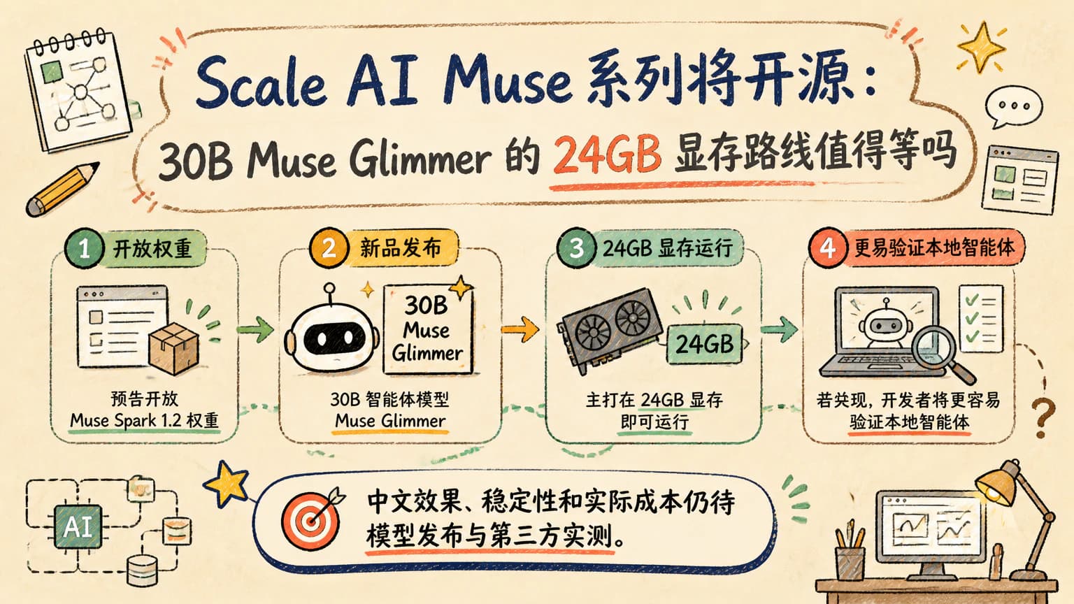Scale AI Muse 系列将开源：30B Muse Glimmer 的 24GB 显存路线值得等吗