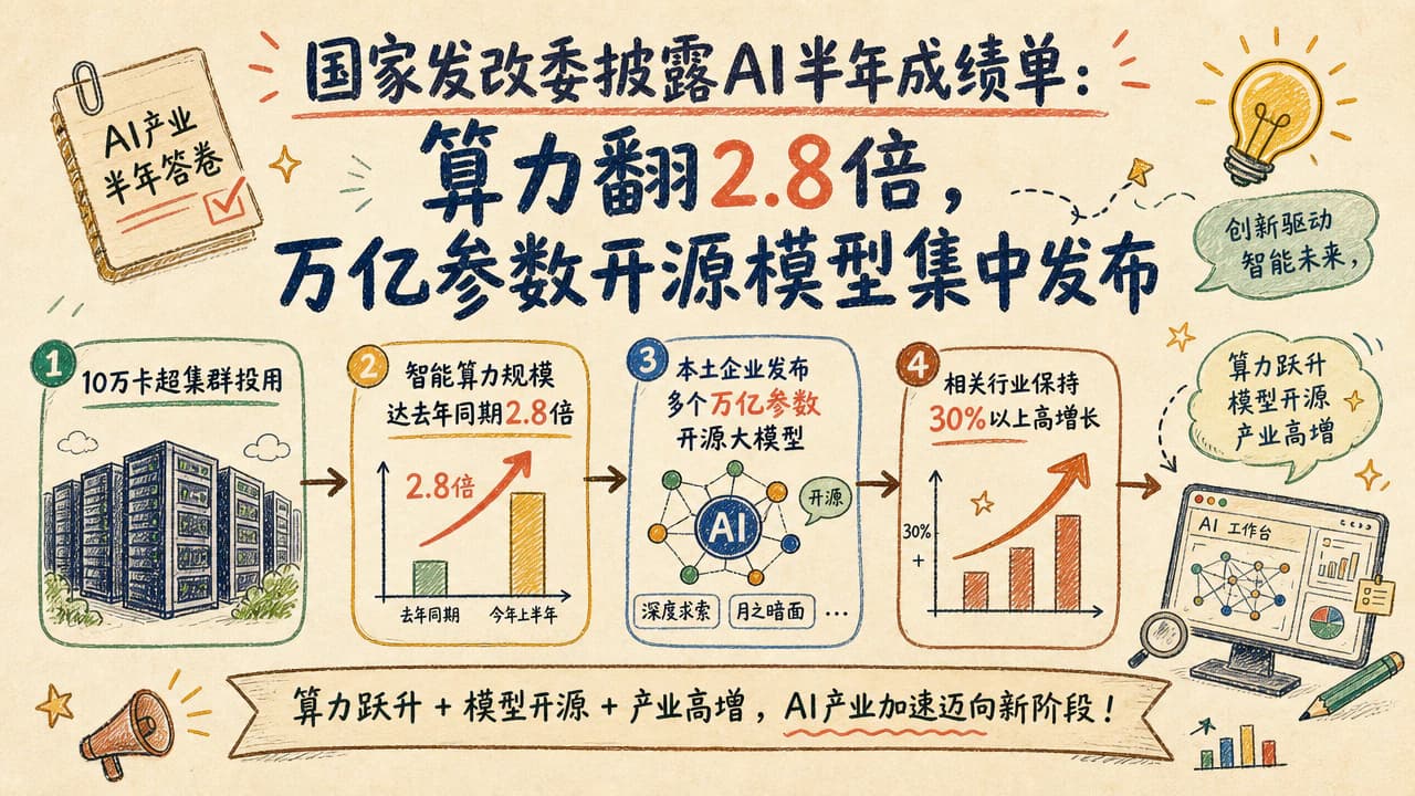 国家发改委披露AI半年成绩单:算力翻2.8倍,万亿参数开源模型集中发布