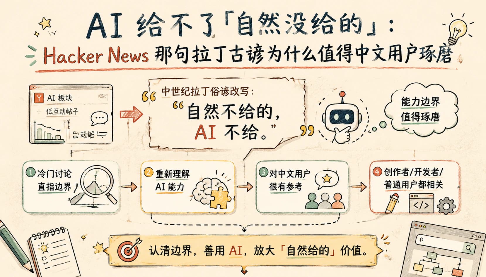 AI 给不了「自然没给的」:Hacker News 那句拉丁古谚为什么值得中文用户琢磨