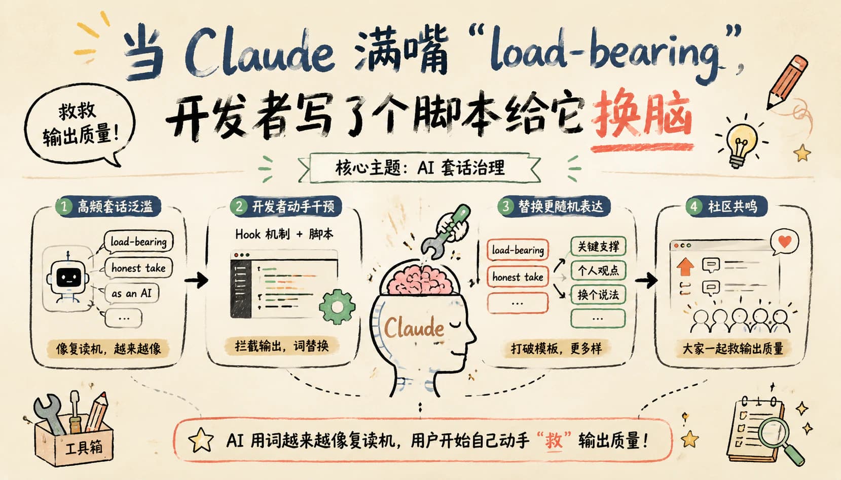 当 Claude 满嘴 "load-bearing",开发者写了个脚本给它换脑