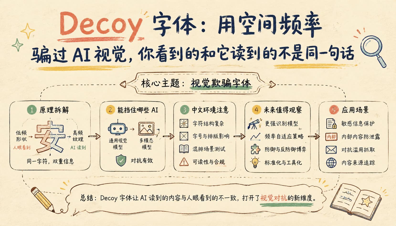 Decoy 字体:用空间频率骗过 AI 视觉,你看到的和它读到的不是同一句话