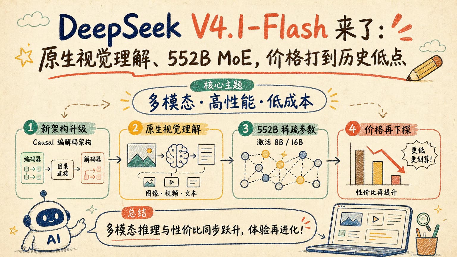DeepSeek V4.1-Flash 来了:原生视觉理解、552B MoE,价格打到历史低点