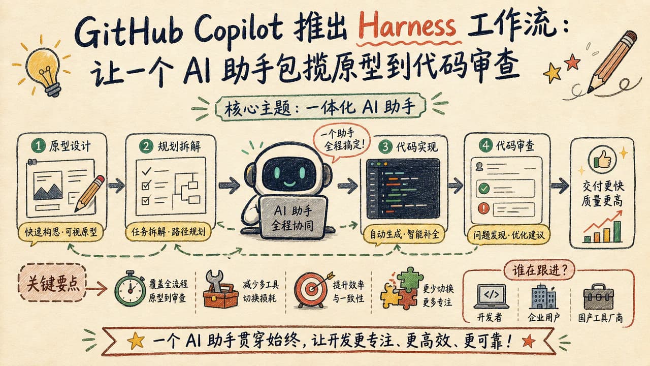 GitHub Copilot 推出 Harness 工作流:让一个 AI 助手包揽原型到代码审查