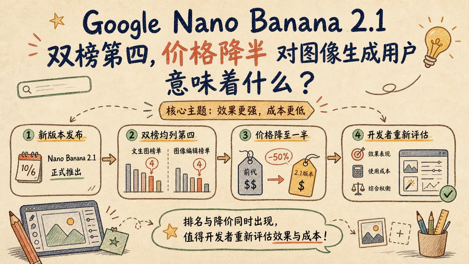 Google Nano Banana 2.1 双榜第四,价格降半对图像生成用户意味着什么?