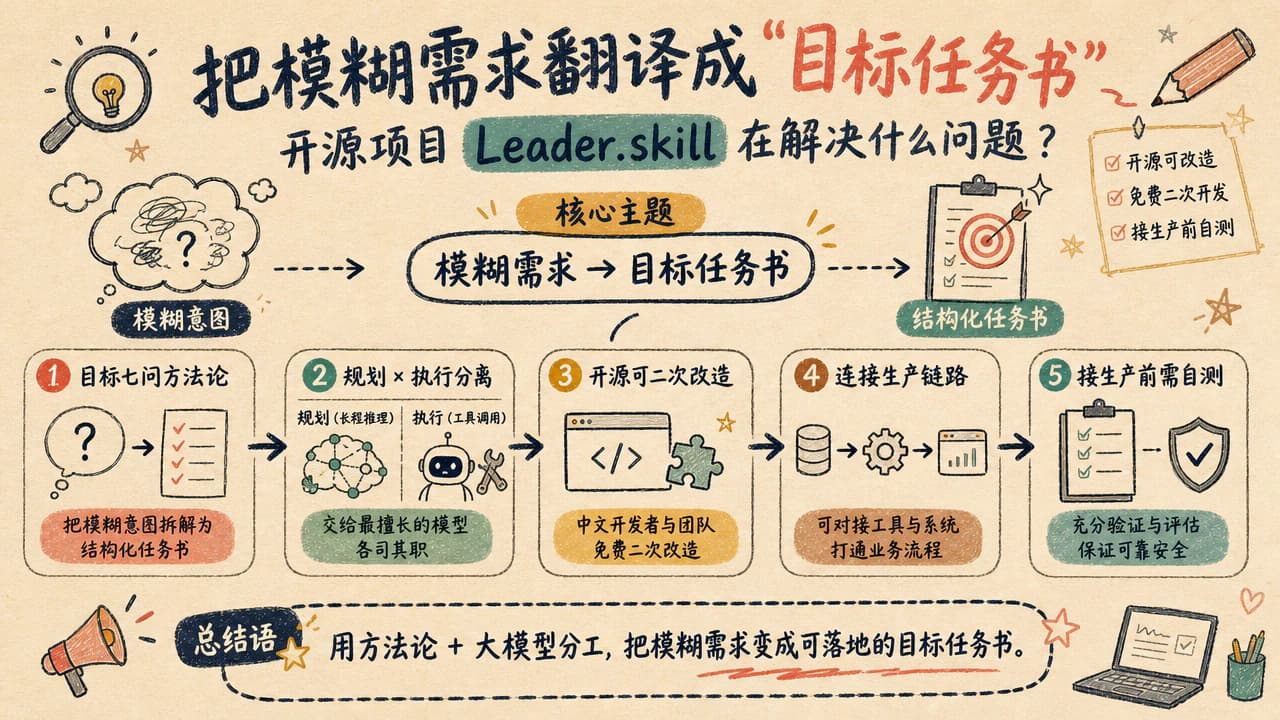把模糊需求翻译成"目标任务书":开源项目 Leader.skill 在解决什么问题