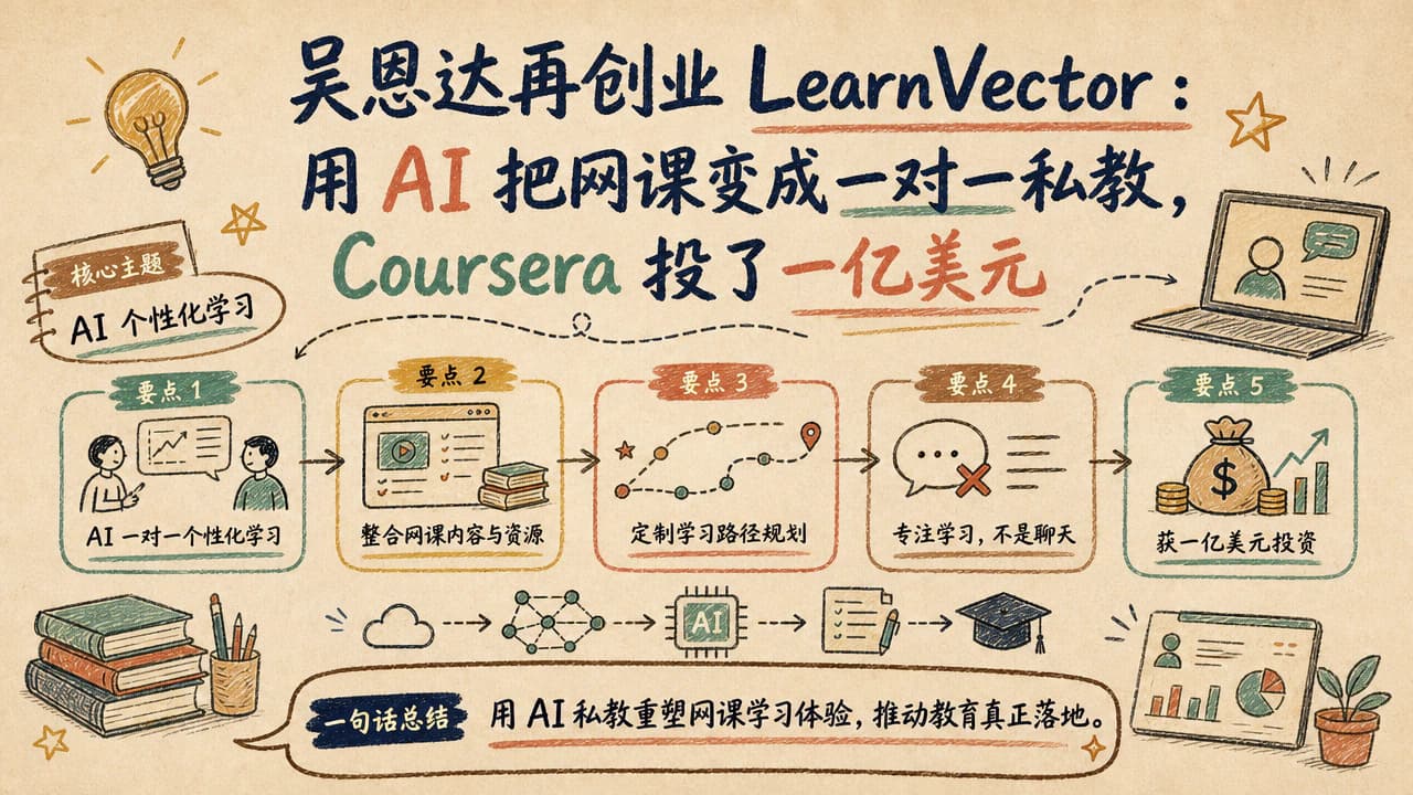 吴恩达再创业 LearnVector:用 AI 把网课变成一对一私教,Coursera 投了一亿美元