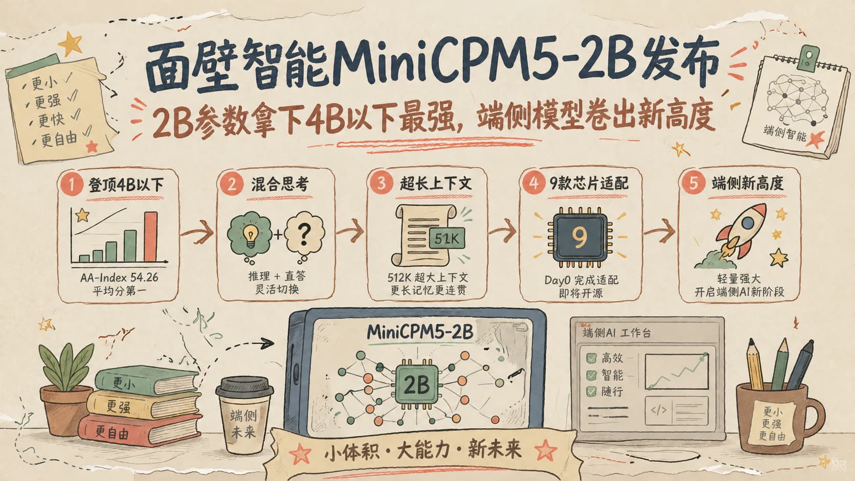 面壁智能MiniCPM5-2B发布:2B参数拿下4B以下最强,端侧模型卷出新高度