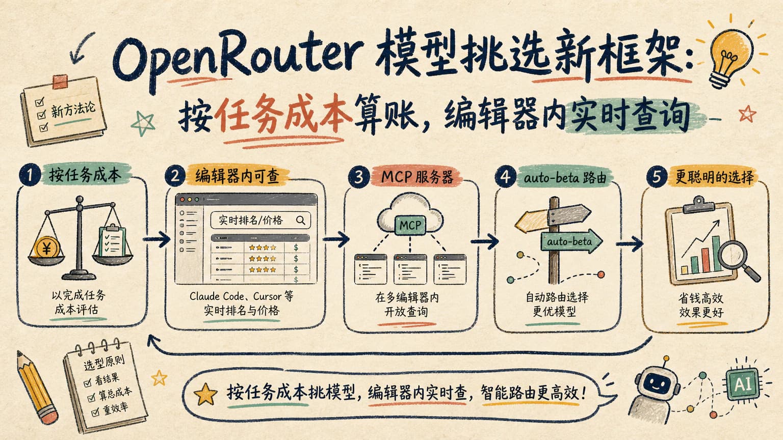 OpenRouter 模型挑选新框架:按任务成本算账,编辑器内实时查询