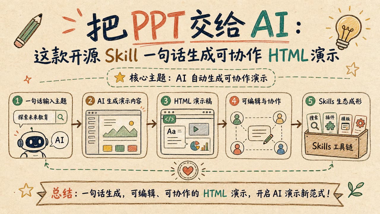 把 PPT 交给 AI:这款开源 Skill 一句话生成可协作 HTML 演示