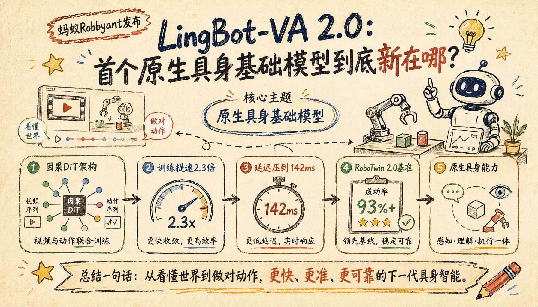 蚂蚁Robbyant发布LingBot-VA 2.0:首个原生具身基础模型到底新在哪?