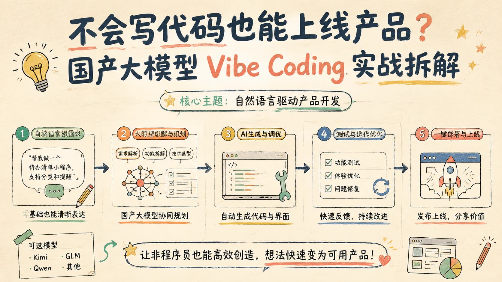 不会写代码也能上线产品?国产大模型 Vibe Coding 实战拆解